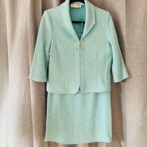 St John Light Blue Skirt Suit